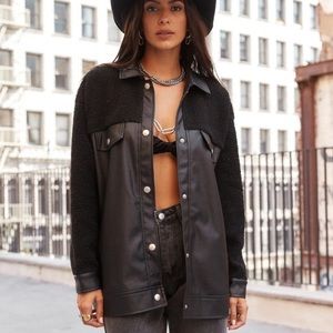 SHERPA VEGAN LEATHER JACKET🖤